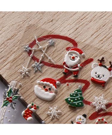 JMEOWIO 3D Embossed Christmas Glitter Nail Art Stickers Decals Self-Adhesive 5D Snowflake Xmas Winter Holiday Santa Cute Nail Supplies Nail Art Design Decoration Accessories 4 Sheets - Buy Online on SooperMarket.com