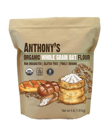 Anthony's Organic Whole Grain Oat Flour, 4 lb, Gluten Free, Non GMO, Non Irradiated, Finely Ground, Vegan 4 Pound (Pack of 1)