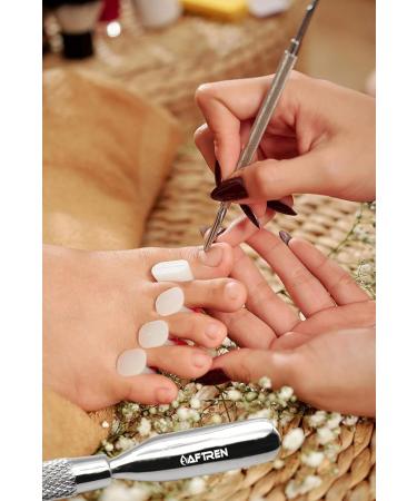AFTREN Double Sided Metal Cuticle Pusher Tool Manicure Pedicure Salon Professional Cuticle Remover Quality J2 Curved Edge Stainless Steel - Buy Online on SooperMarket.com