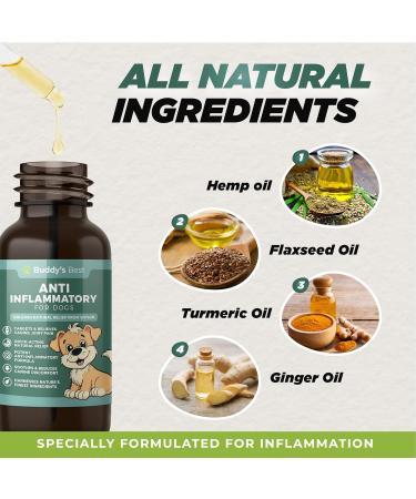 BUDDY'S BEST Anti-Inflammatory for Dogs - All-Natural Joint Pain Relief with Flaxseed Hemp Ginger & Turmeric Oils Soothing Formula 50ml - Buy Online on SooperMarket.com