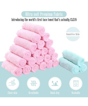 24 Count Premium Soft Makeup Remover Cloths - Microfiber Facial Washcloths - Fast Drying & Highly Absorbent Towel - Pink-Blue 7x9 Inch (Pack of 24) - Buy Online on SooperMarket.com