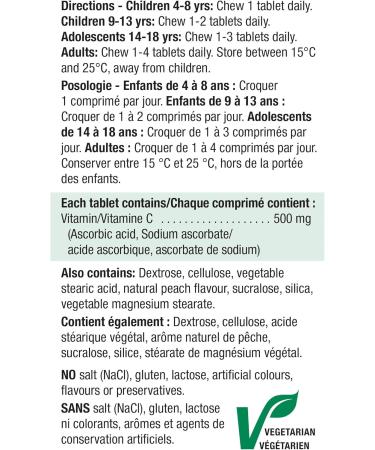 Jamieson Chewable Vitamin C 500 mg - White Juicy Peach Flavour 120 Count (Pack of 1) & Chewable Vitamin D3 1 000 IU - Exotic Tropical Fruit Flavour 100 Count (Pack of 1) - Buy Online on SooperMarket.com