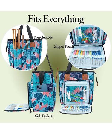 VICARKO Yarn Storage Tote Knitting Bag with Dividers, Pockets, Grommet Holes, Project Storage - Hawaii Blue Small - Buy Online on SooperMarket.com