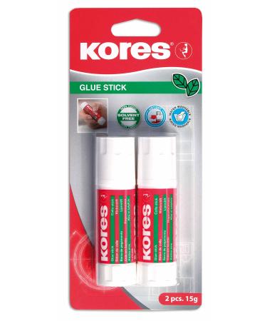 Kores - Glue Stick Strong-Hold Adhesive Safe and Non-Toxic Craft Glue for Arts and Crafts School and Office Supplies Pack of 2 x 15g 2x15g Standard