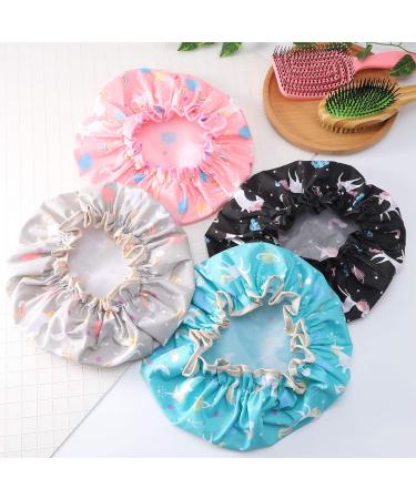Phoetya 4 Pack Unicorn Shower Caps Double Layer Waterproof Shower Hat Reusable Elastic Band Bath Caps Perfect for Women and Girls Shower Spa - Buy Online on SooperMarket.com