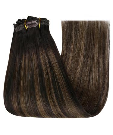Youngsee Clip-In Extensions - Braun Balayage Real Hair Invisible Clips 120g 45cm (7PCs) - Remy Hair for Effortless Style - Buy Online on SooperMarket.com
