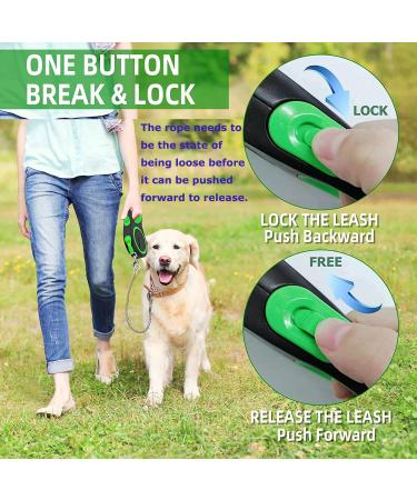 Retractable Dog Leash for Medium & Large Dogs - Etechydra Durable Anti-Bite Steel Chain 5m Pull-Out Nylon Strap Green - Buy Online on SooperMarket.com