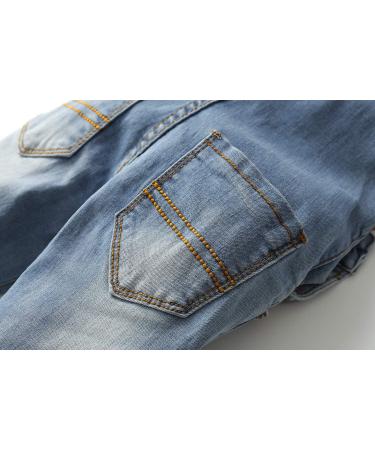 KIDSCOOL SPACE Baby Boy Girl Denim Overalls | Toddler Slim Cute Jumper 3-4 Years Light Blue-2107 - Buy Online on SooperMarket.com