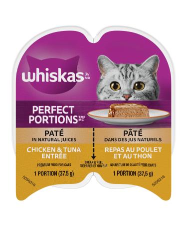 WHISKAS Perfect Portions Wet Cat Food Pat - Chicken & Tuna - 75g (24 Pack) Pat Chicken & Tuna 1 count (Pack of 24)