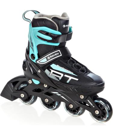 Raven Adjustable 2-in-1 Inline & Ice Skates - Professional ABEC7 Shock Absorbing Triple Foam Black/Mint (Size 38-42) - Buy Online on SooperMarket.com