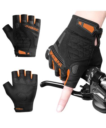 Inbike bicycle gloves half -finger summer breathable with TPR finger pads and Eva pad slipproof MTB gloves men MH020 m black/orange
