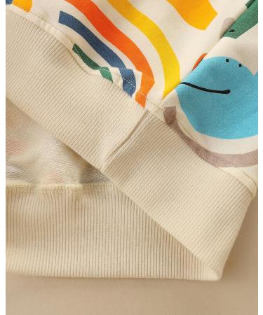 Kids Dinosaur Sweatshirt | Cotton Long Sleeve Jumper | Toddler Boys Girls Pullover | Baby Clothes 1-8 Years | 3-4 Years Rainbow - Buy Online on SooperMarket.com