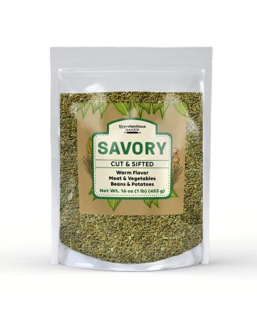 Savory By Unpretentious Baker, 1 lb, Cut & Sifted, Thyme-Like Flavor, Meat & Vegetables 1 Pound