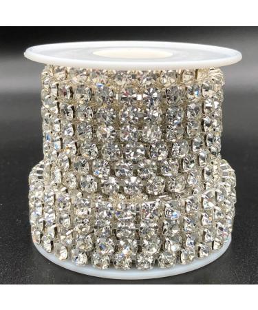 Towenm 1 Roll 5 Yards Large Crystal Rhinestones Close Chain  5mm Rhinestone Chain  SS24  Sew on Crystal Rhinstone Chain Trim  Crystal Claw Cup Chain Roll (Silver Base + Crystal Clear  SS24 / 5.0mm) Silver Base + Crystal ...