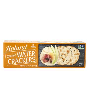 Roland Foods Classic Water Crackers Non GMO Food Sourced in the USA 4.4-Ounce Box Classic Water Cracker Pack of 12
