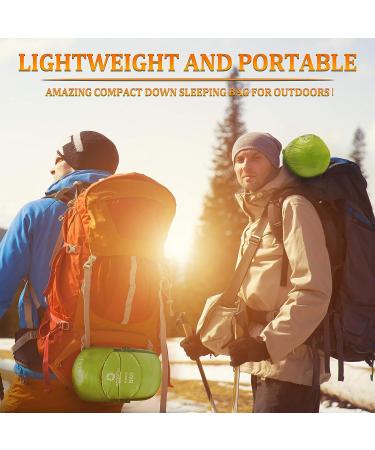ECOOPRO 800 Fill Power Down Sleeping Bag - 32 F Cold Weather Ultralight Waterproof Camping Bag for Adults, Teens & Kids - Compact & Portable with Compression Sack (Green) - Buy Online on SooperMarket.com