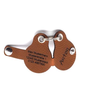 Copter farm Dog brand bag with push button engraving brown |Round - pear |Made of synthetic leather |engraved on both sides |Diameter approx. 30mm (pear)