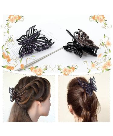 inSowni Korean Glitter Rhinestone Hair Clips Set - Moon Leaf Butterfly Barrettes for Thick Long Hair - 4 Pack - Buy Online on SooperMarket.com