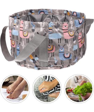 Healifty 21L Folding Water Basin | Multipurpose Travel Bucket for Camping, Hiking, Fishing | Gray Alpaca Pattern | Nylon Fabric | Foot Soaking Option - Buy Online on SooperMarket.com