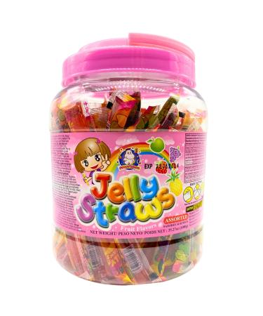 Vmart ABC Funny Hippo Assorted Fruit Flavour Jelly Straws 1kg Jar Tiktok Sweets