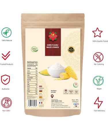 Maize Starch (400g / 14.11 oz) - Ideal Gravy Sauce Thickener | Non GMO, Vegan | No Preservatives | Reusable Zip Packaging - Buy Online on SooperMarket.com