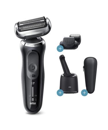 Braun Series 7 7075cc Electric Razor for Men - Waterproof Foil Shaver, Wet & Dry Shave with Beard Trimmer, Rechargeable - Includes Clean & Charge SmartCare Center and Leather Travel Case - Black - Buy Online on SooperMarket.com
