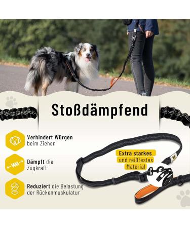 Premium Elastic-Free Jogging Leash for Large Dogs | 120-170 cm Adjustable | Orange | Comfortable Belly Belt & Removable Soft Loops - Buy Online on SooperMarket.com