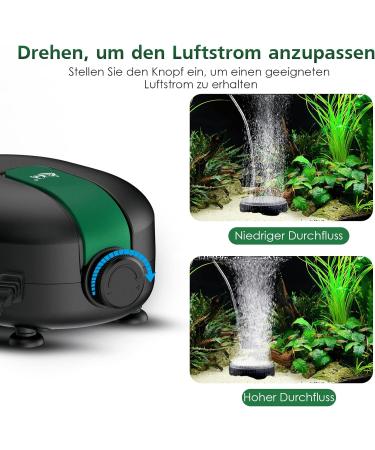 Buy AQQA Ultra Quiet Aquarium Air Pump - 5W Adjustable Oxygen Pump for Aquariums Up to 600L - Double Air Outlet - Buy Online on SooperMarket.com