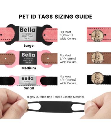 Personalized Yehanti Dog Brand - Engraved Quiet Silicone Dog Tag for Pets | Custom Name Phone & Address | Pink & Black - Ideal for Dogs Cats & Puppies (16mm Collar) - Buy Online on SooperMarket.com