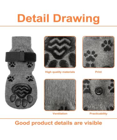 NeuWook Dog Socks 4 Pcs Rubber Anti-Slip Breathable Dog Paw Protector with Strap Puppy Dog Cat Socks Outdoor Indoor for Small Medium Large Dogs(S) S Grey - Buy Online on SooperMarket.com
