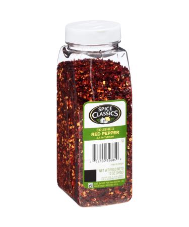 Spice Classics Crushed Red Pepper, 12 oz - One 12 Ounce Container of Dried and Crushed Red Chili Pepper Flakes Great for Pizza, Chowder, Seafood, and Pasta