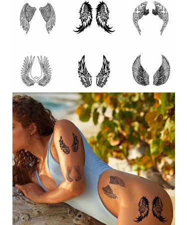 Tattoonova 6 Sheets Temporary Tattoo Adults Women Wing Party Favors Angel Body Face Sleeve Fake Tattoos TA 4