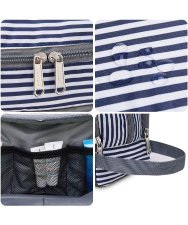 WANDF Water-Resistant Nylon Travel Toiletry Bag | Lightweight Dopp Kit for Men and Women - A-Blue Stripe - Buy Online on SooperMarket.com