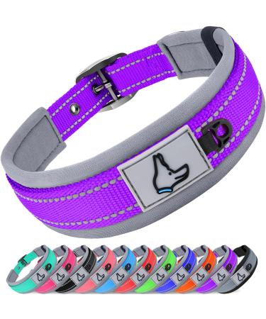Joytale dog collar softly padded neoprene collars for large dogs nylon reflective wide collar dog purple l (1 Pack) purple