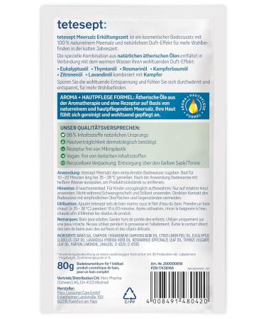 Teteseept Meeressalz Cold Time Bath - Soothing Health Bath with 6 Essential Oils & Natural Sea Salt - 10x80g - Perfect for Winter Relaxation - Buy Online on SooperMarket.com