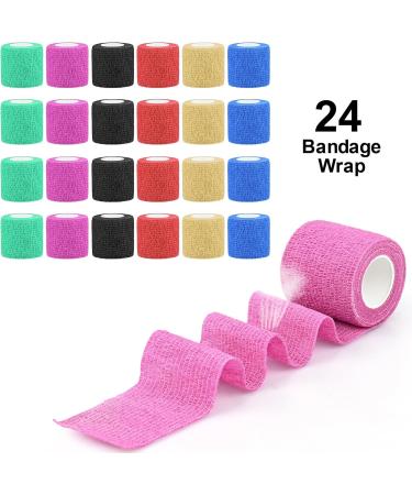 24-Pack Self-Adhesive Cohesive Bandage - Elastic First Aid Wrap for Fingers & Pets 5cm x 4.5m - Buy Online on SooperMarket.com