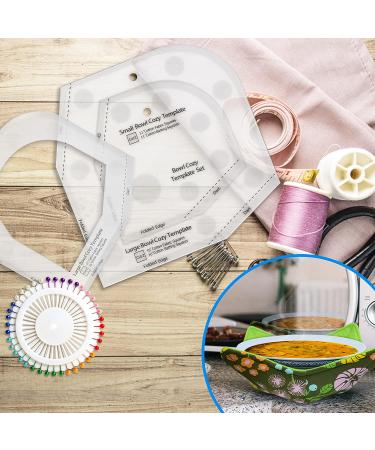 Bowl Cozy Template Set with 3 Sizes and Cutting Ruler - Sewing Pattern, 40 Pins, User Manual Included - Buy Online on SooperMarket.com