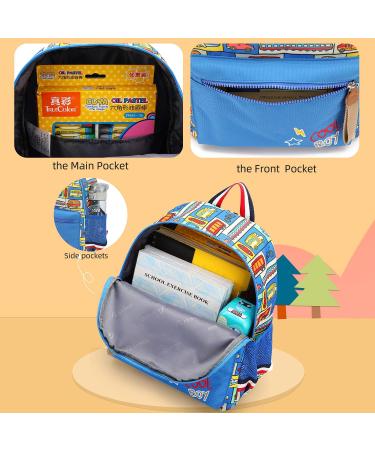 Willikiva Cartoon Bus Kindergarten Backpack with Leash | Waterproof Preschool Toddler Backpack for Boys and Girls (Car) - Buy Online on SooperMarket.com