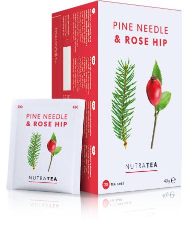 Nutra Tea - Pine Needle & Rosehip Tea | Pine Needle Tea | Pine Tea - 20 Tea Bags - Herbal Tea 20 Count (Pack of 1)