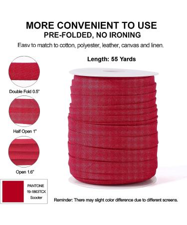 Double Fold Bias Tape 1/2 inch - 55 Yards Wine Red with 4 Fabric Chalks | Sewing Crafts Accessories - Buy Online on SooperMarket.com
