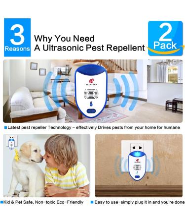 ELLASSAY Ultrasonic Pest Repeller - 2 Pack Indoor Electronic Plug-in Pest Control Repellent - Buy Online on SooperMarket.com