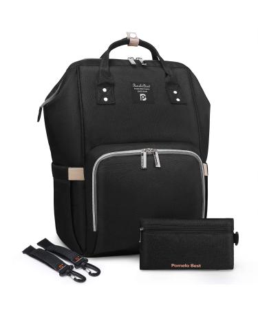 Pomelo Best Baby diaper backpack Stylish diaper bag Backpack with diaper pad multifunctional water -repellent large capacity backpack for on the go black