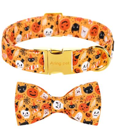 Aring Pet dog collar with loop Halloween-dog collar fly adorable boy and girl spirit pumpkin dog fly collar gifts with metal buckle X-Large (Pack of 1) A: Pumpkin Ghost