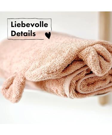 Moyo Hooded Towel with Ears - Powder | 75x75cm Toddler & Baby Bathing Poncho | 100% Frote Cotton Hooded Baby Towel | Washable Infant Bath Towel - Buy Online on SooperMarket.com