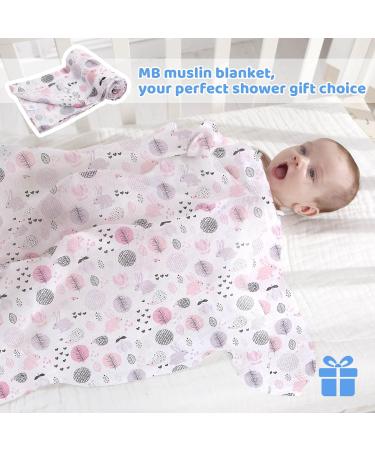 Miracle Baby Muslin Swaddle Blanket | Cotton Summer | 110x150cm | Hedgehog and Rabbit Design | for Boys and Girls | Lightweight Breathable Layer - Buy Online on SooperMarket.com