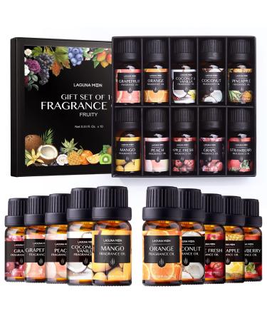 Fragrance Oil Set - Premium Grade 10 Pcs Scented Oils for Candle Making, Soap Scents, Aroma Beads, Bath Bombs, Perfume & Flavoring Oil for Lip Gloss - Organic Essential Oils with Fruity Scents (10ml) 10pc Organic Essential…