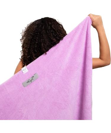 Curly Girl Microfiber Hair Towel with Strap - Fast Drying Anti-Frizz Waffle Design for Curly Hair - Lavender - Buy Online on SooperMarket.com