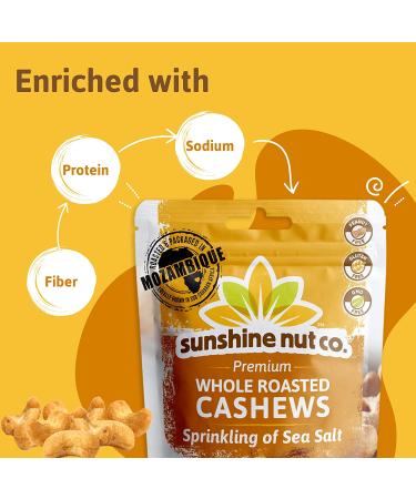 Sunshine Nuts Co. Whole Roasted Lightly Salted Cashews - Gluten Free, Peanut Free, Vegan Snack Packs - GMO Free - 2 Pack, 7 oz. Each - Buy Online on SooperMarket.com