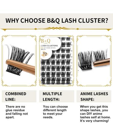 72 Clusters B&Q D Curl Individual Cluster Lashes | DIY Soft Fluffy Eyelash Extensions - D-16mm B 07 - Buy Online on SooperMarket.com