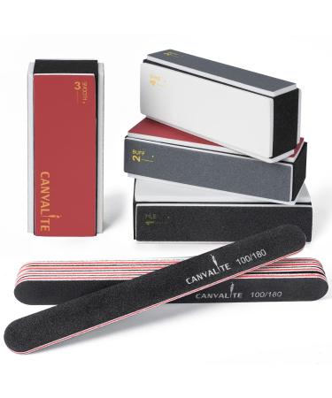 Canvalite buffer for nails 4 steps polishing blocks nail buffer set nail file block nail file 100/180 for natural nail nail art geln gel manicure tool 9pcs